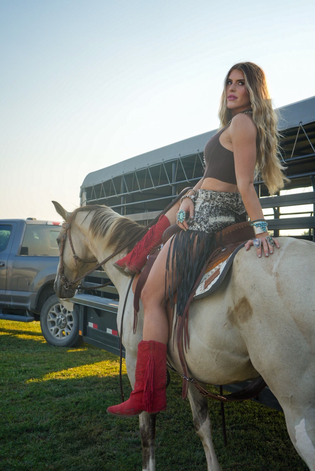 Cowgirl Luxe Cowhide Fringe Shorts