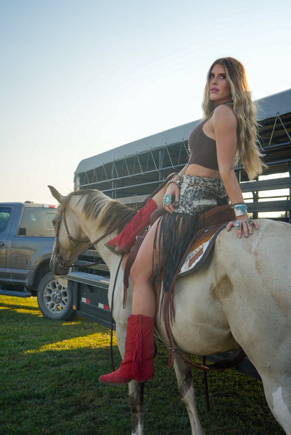 Cowgirl Luxe Cowhide Fringe Shorts