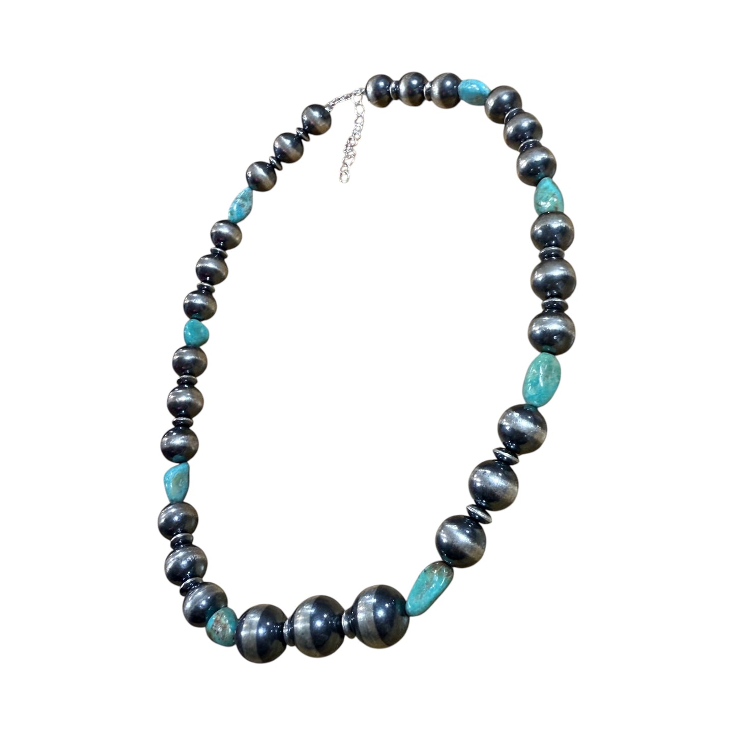 18" Red River Turquoise and Pearl Necklace