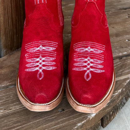 Signature Turquoise Reata Boot – The Valentina Roja Red Suede Tulip Top Snip Toe Boot