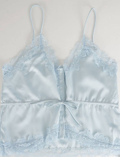The Stella Drawstring Cami Top: Light Blue