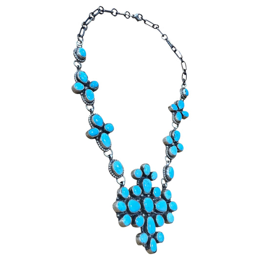 Turquoise Cross Necklace By Ella Peters, Navajo
