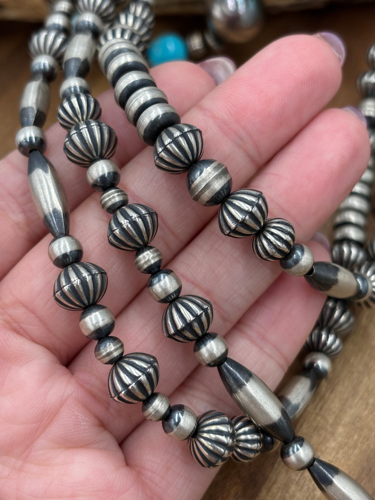 60" Sterling Silver Pearls #922-7 Necklace 10mm Mixed Sizes