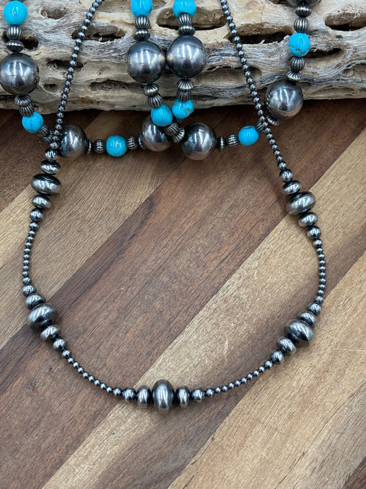 20” 3-14mm #911-26 Rondelle Sterling Pearls Necklace