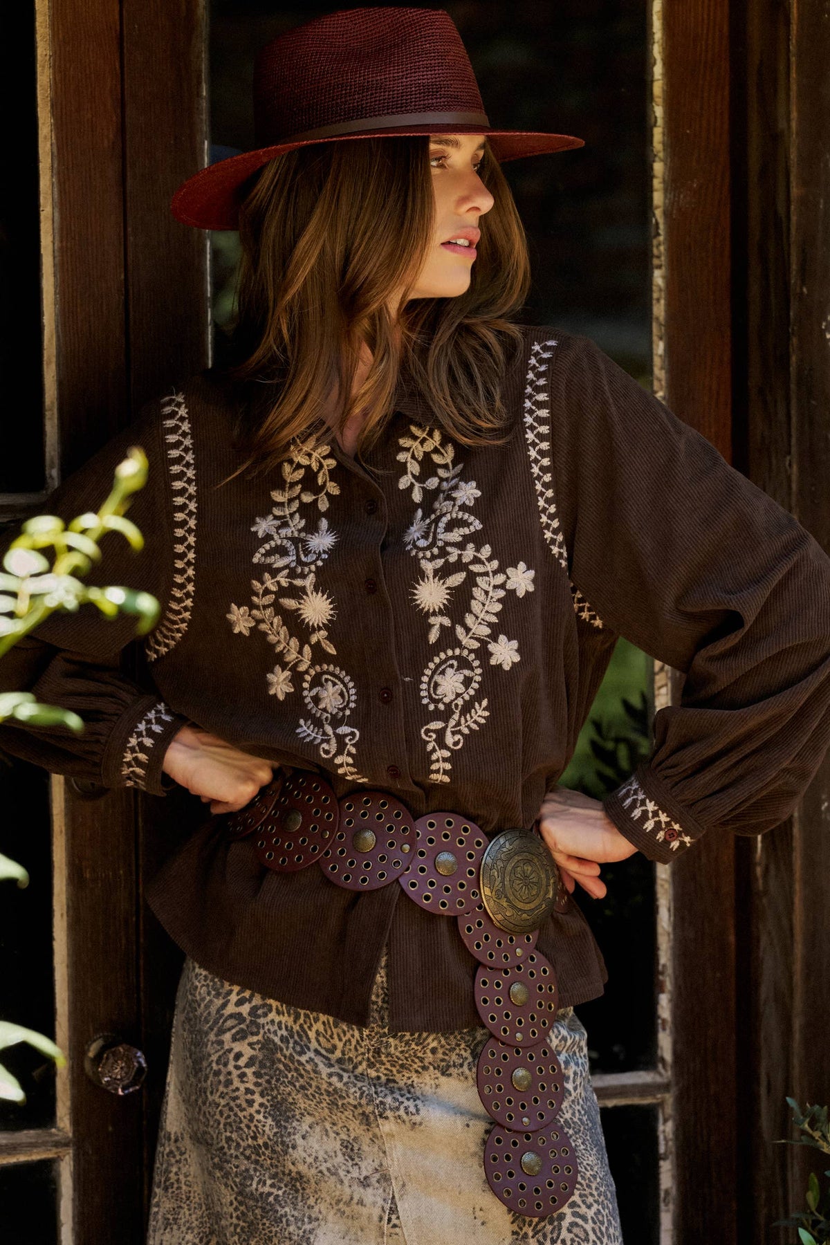 The Ember Embroidered Corduroy Top