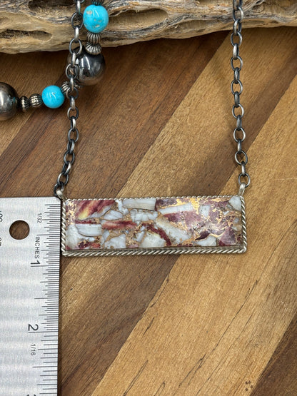 Spiny Bronze Mojave #917-49F XL Bar Necklace by Brandon Etcitty, Navajo