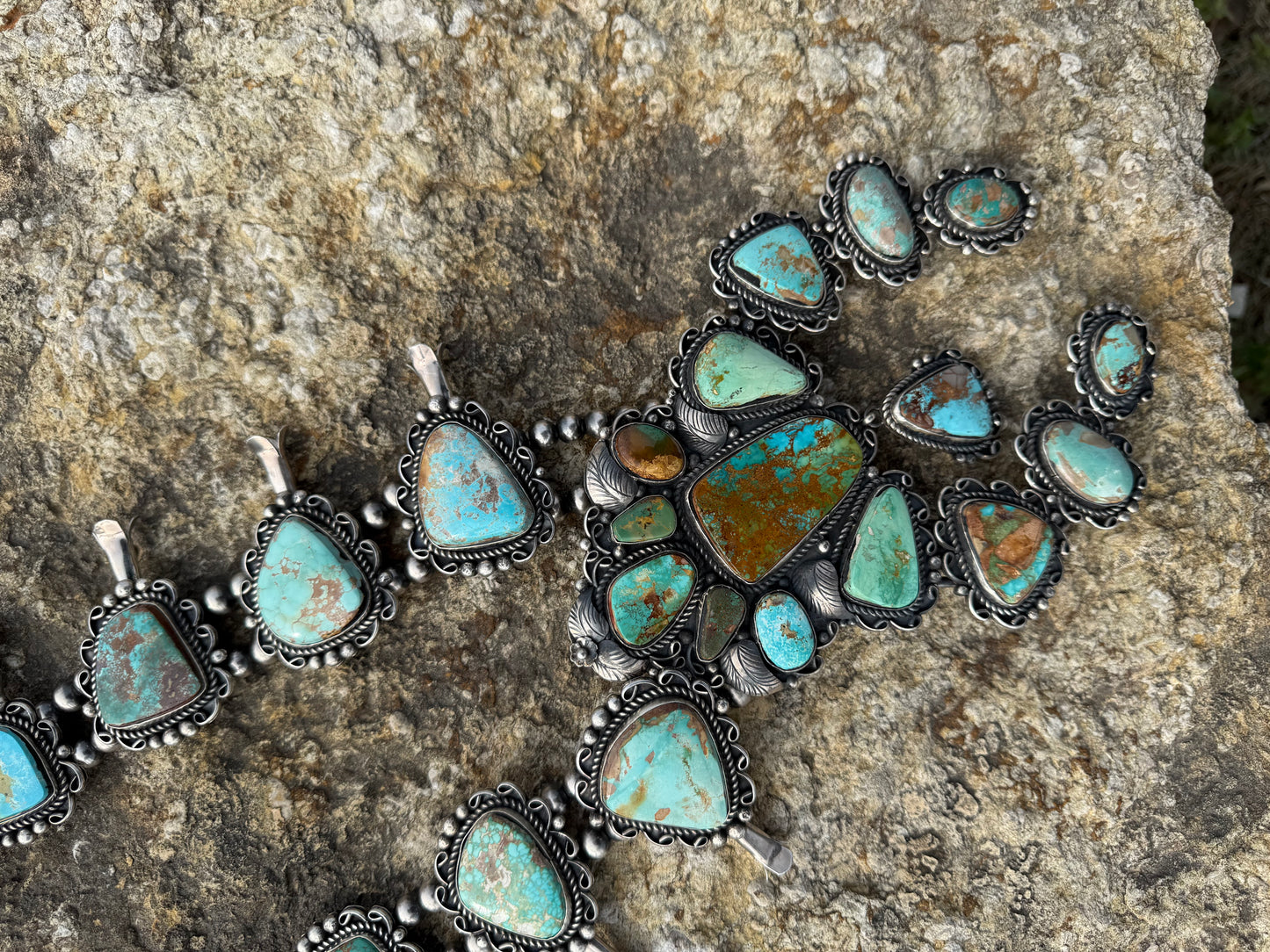 One of a Kind C Yazzie Giant Royston Squash Blossom