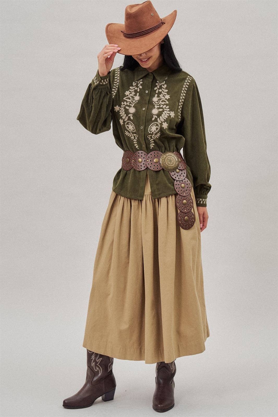 The Ember Embroidered Corduroy Top