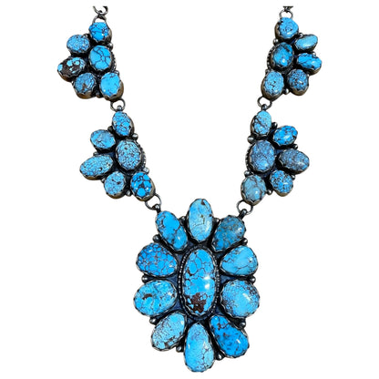 Turquoise Cluster Necklace by Artist Ella Peters, Navajo