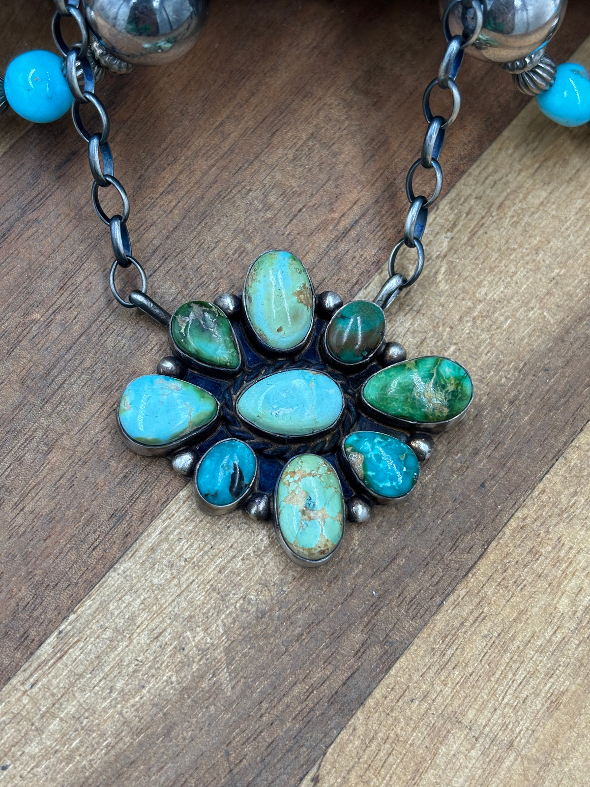 Sonoran Gold #917-53 Cluster Necklace by Wilson Dawes, Navajo
