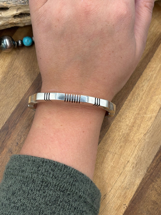 Silver Cuff #911-21 by Konnie Henry, Navajo