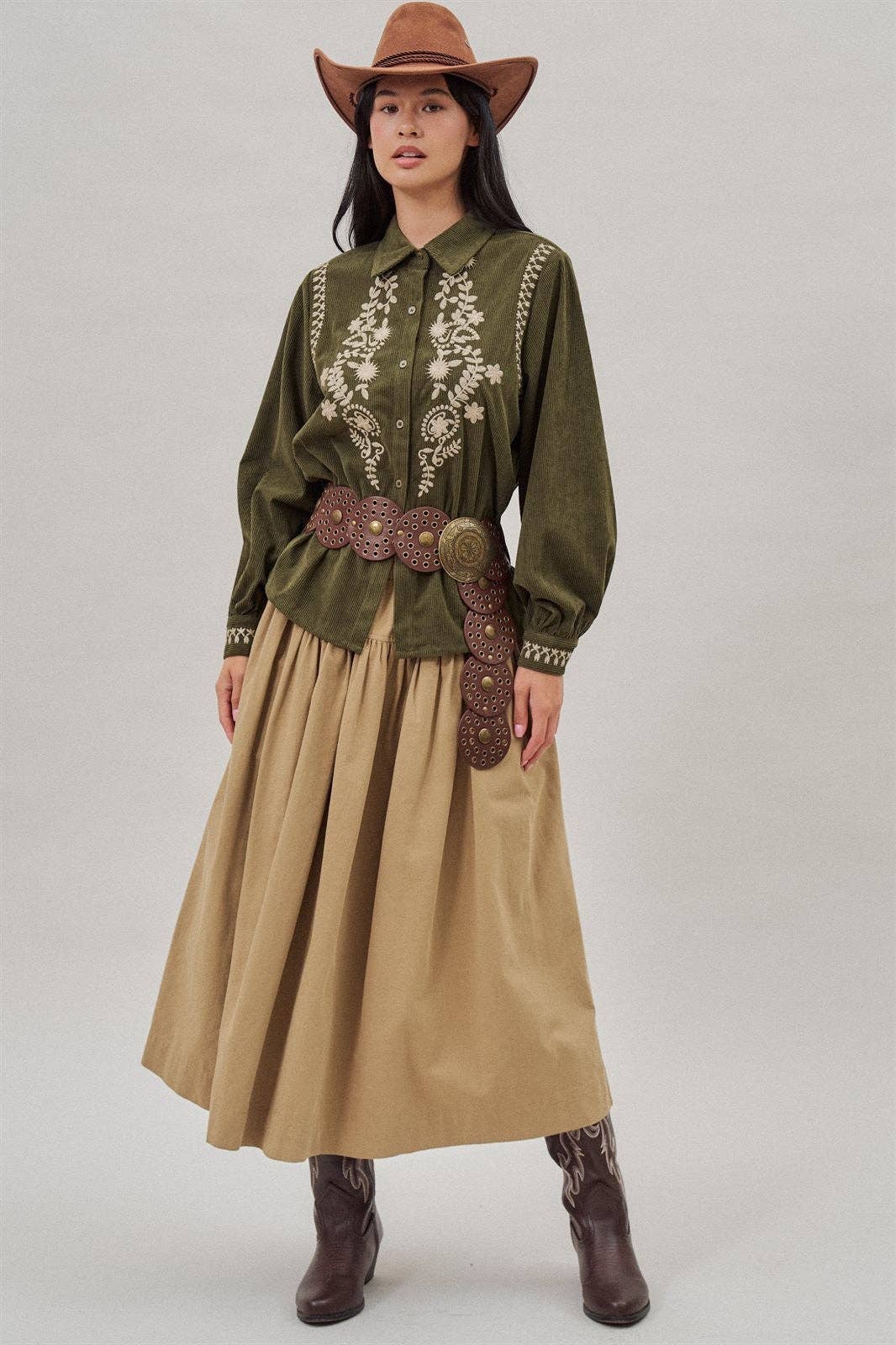The Ember Embroidered Corduroy Top