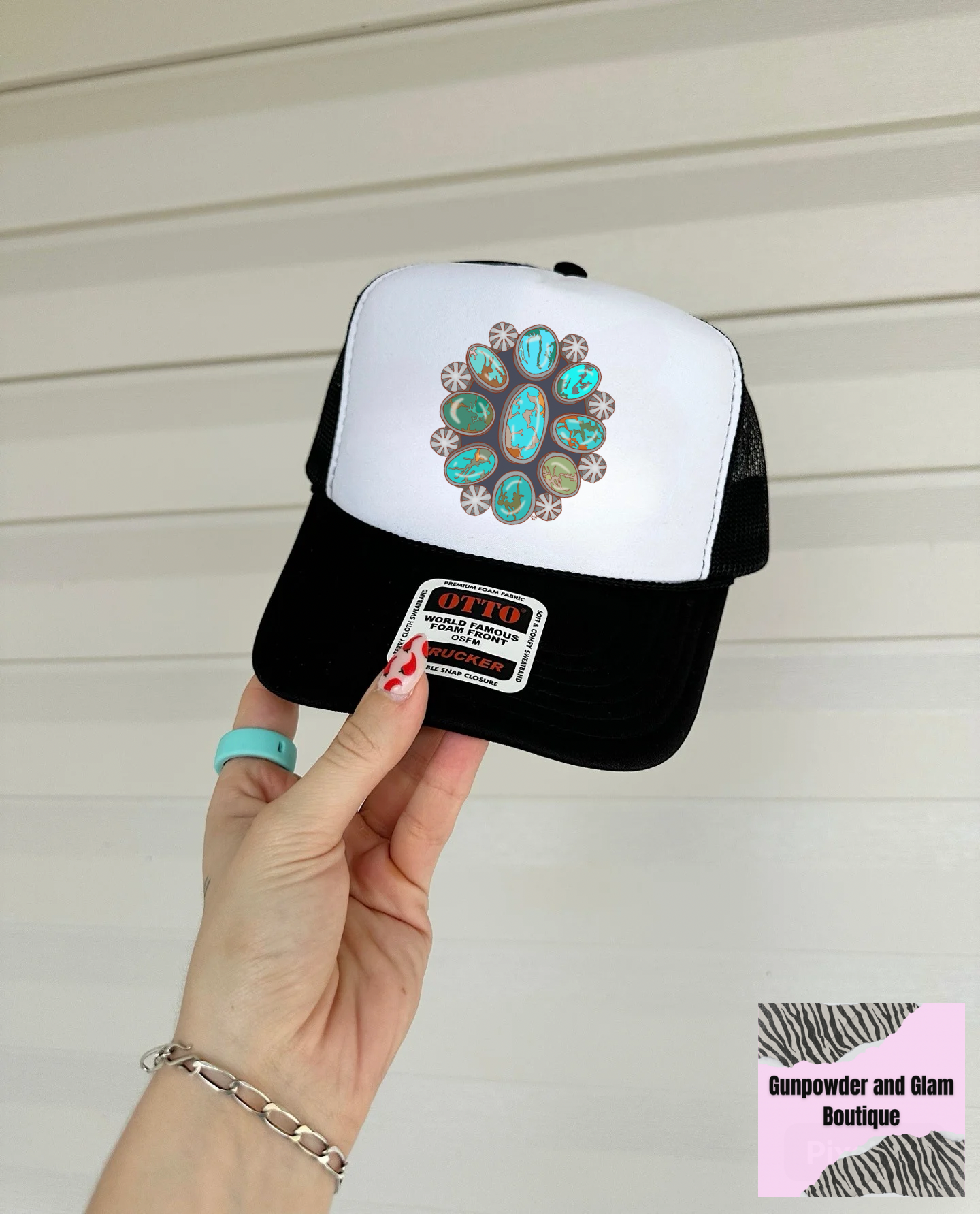 Turquoise Cluster Trucker Hat