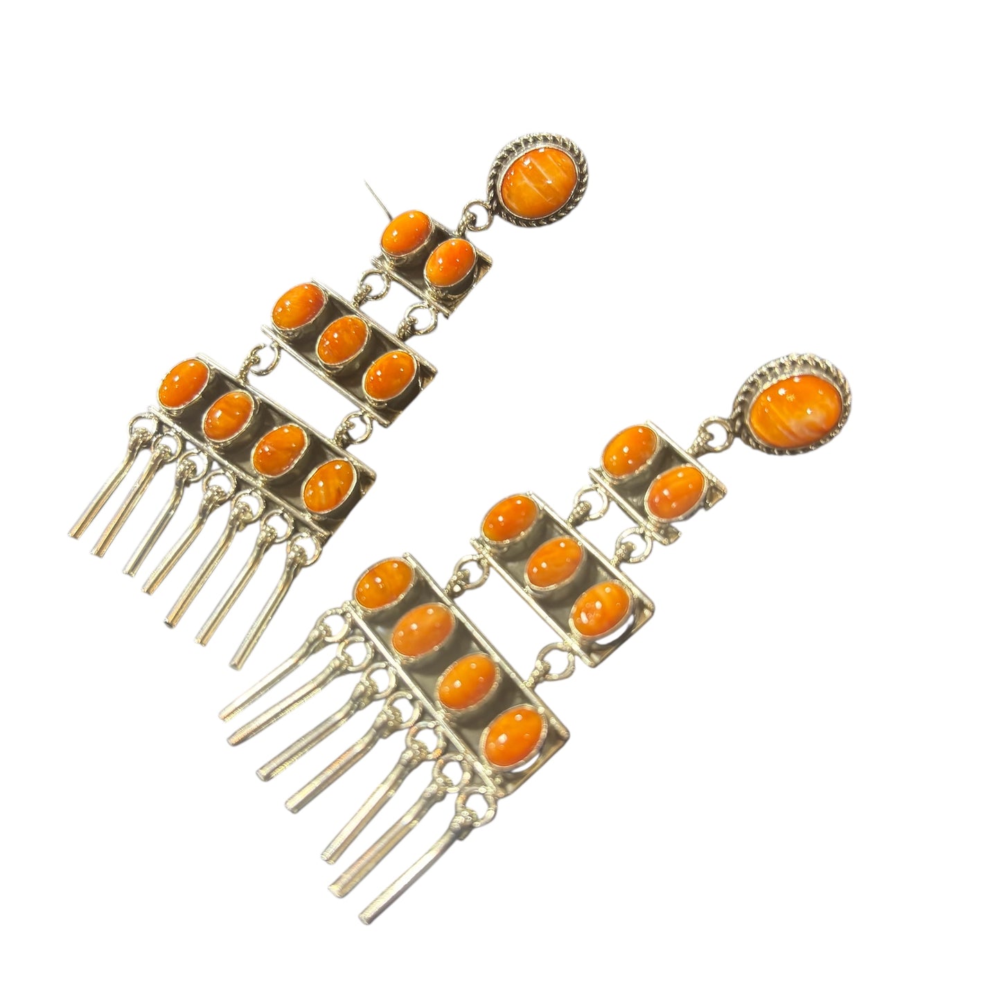 Orange Spiny Oyster Chandelier Earrings