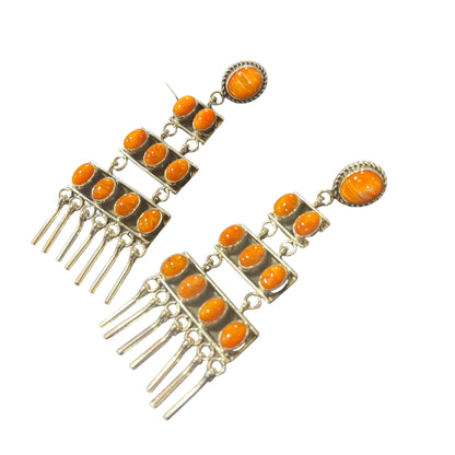Orange Spiny Oyster Chandelier Earrings