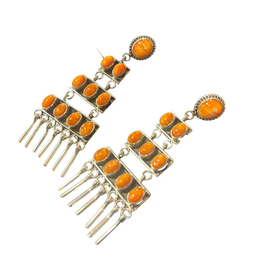 Orange Spiny Oyster Chandelier Earrings