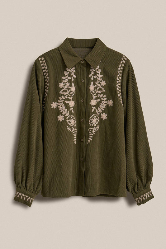 The Ember Embroidered Corduroy Top