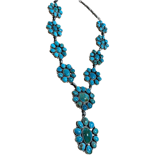 Turquoise Cluster Statement Necklace by Artist Ella Peters, Navajo
