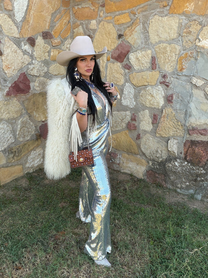 Silver Stardust HalterTop Jumpsuit