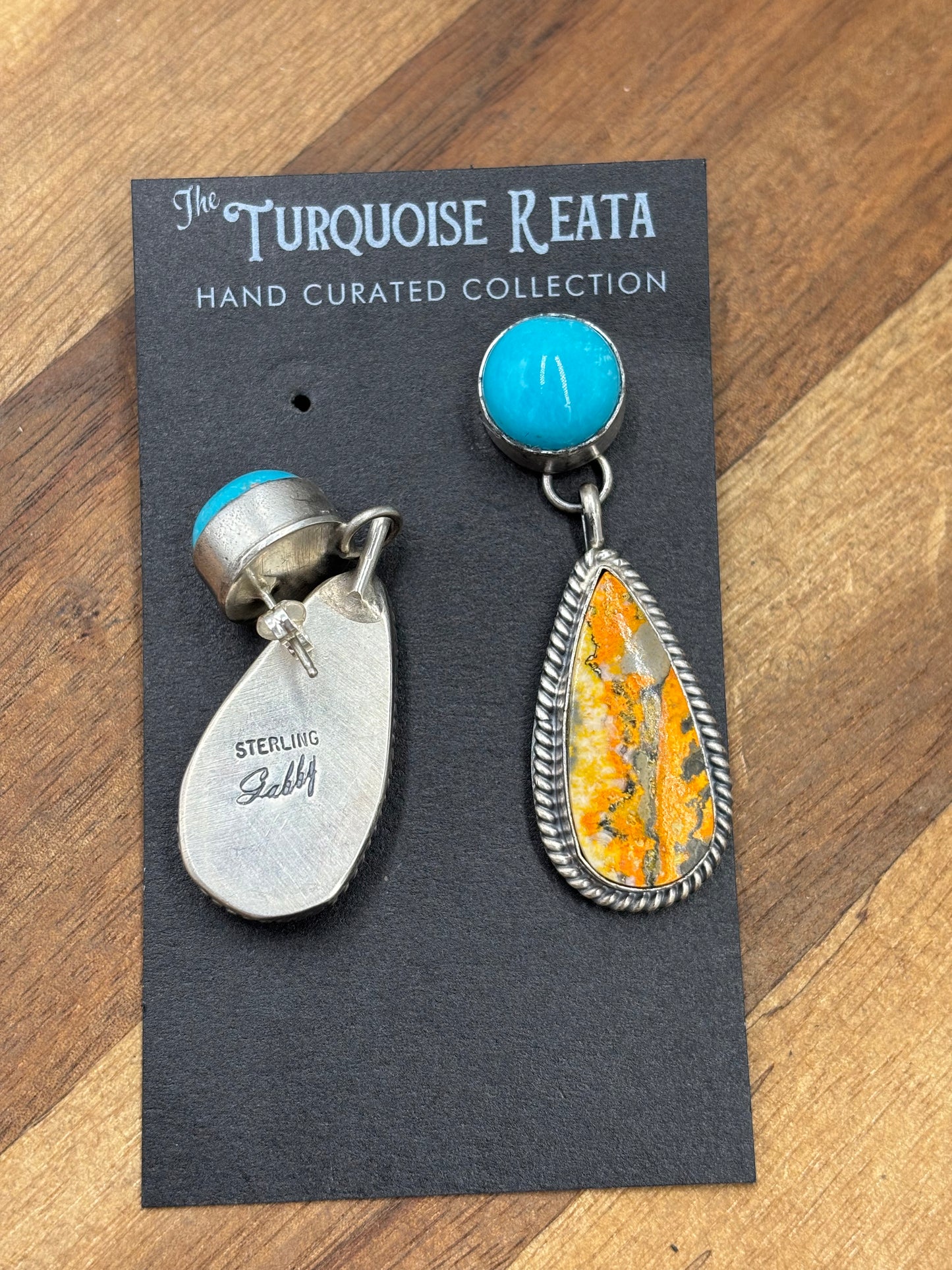Bumble Bee Jasper #831-8 & Turquoise Earrings by Gabriel Jurardo