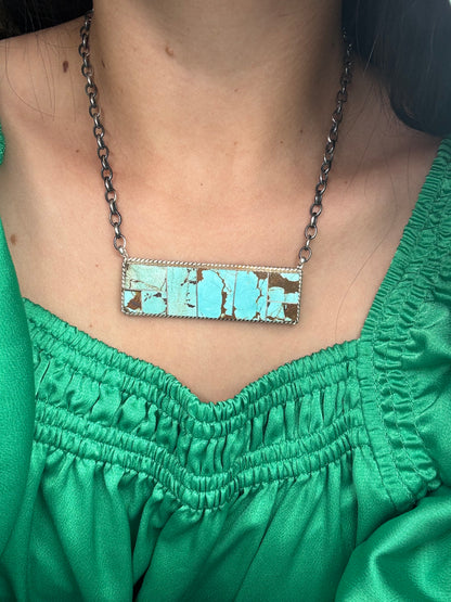 Mine #8 #917-47 Inlay XL Bar Necklace by Brandon Etcitty, Navajo