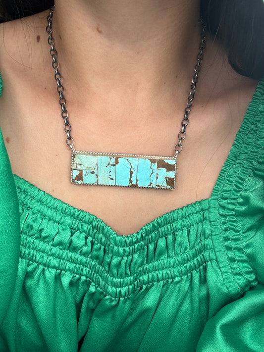 Mine #8 #917-47 Inlay XL Bar Necklace by Brandon Etcitty, Navajo