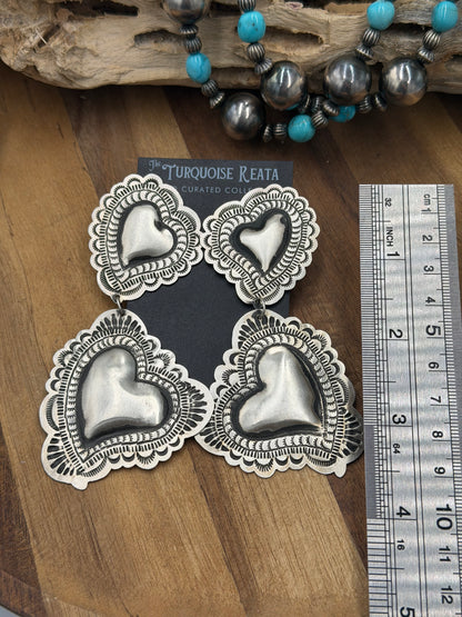 Heart Earrings #811-13 by Leander Tahe, Navajo