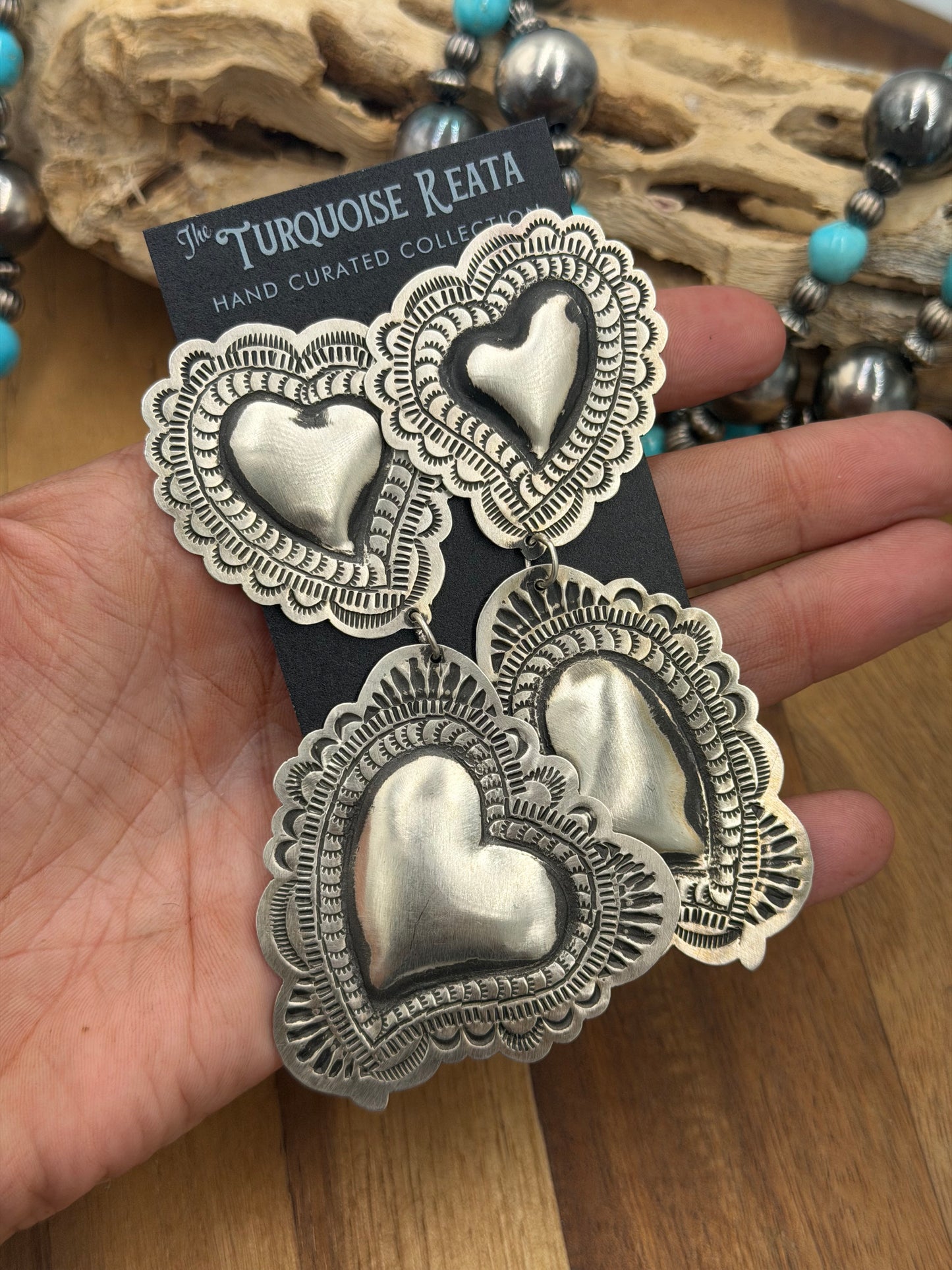 Heart Earrings #811-13 by Leander Tahe, Navajo