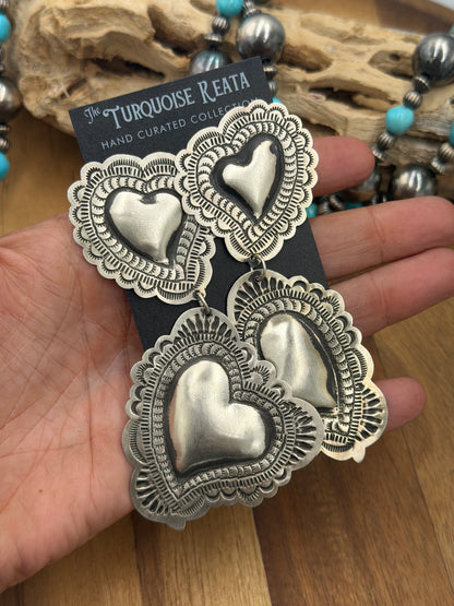 Heart Earrings #811-13 by Leander Tahe, Navajo