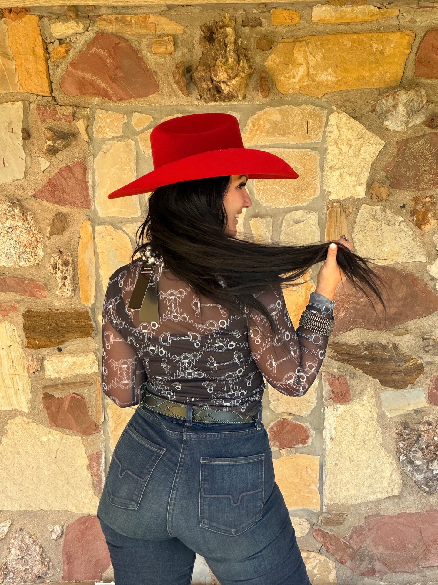 Black Snaffle Bit Mesh Top