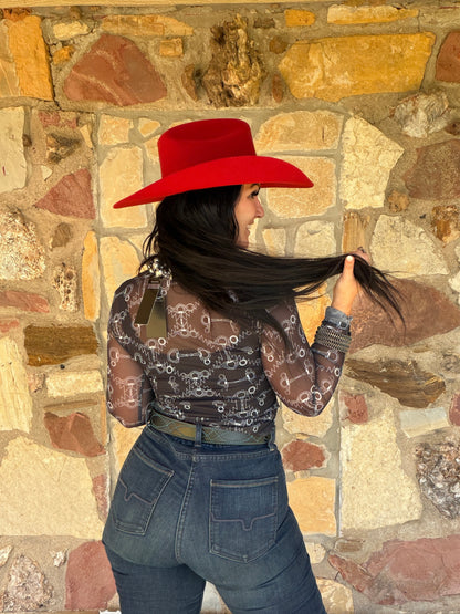 Black Snaffle Bit Mesh Top