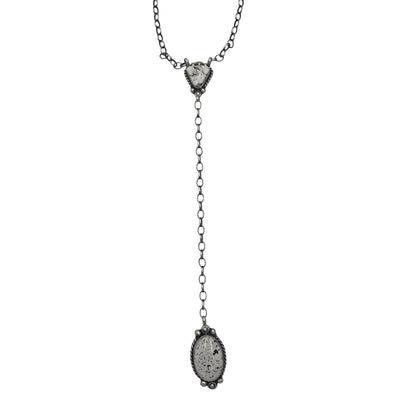 20" White Buffalo Lariat Necklace By Navajo Artist Augustine Largo