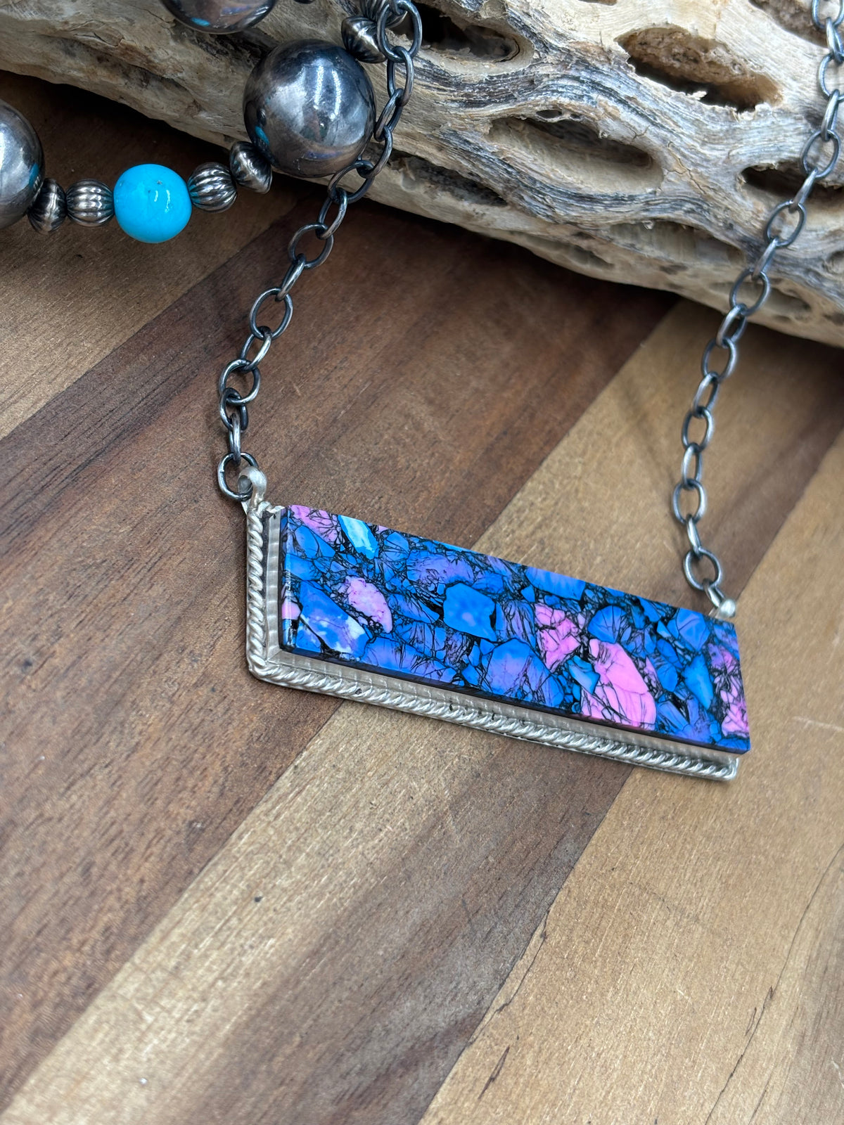 Monarch Mojave #917-44D XL Bar Necklace by Brandon Etcitty, Navajo
