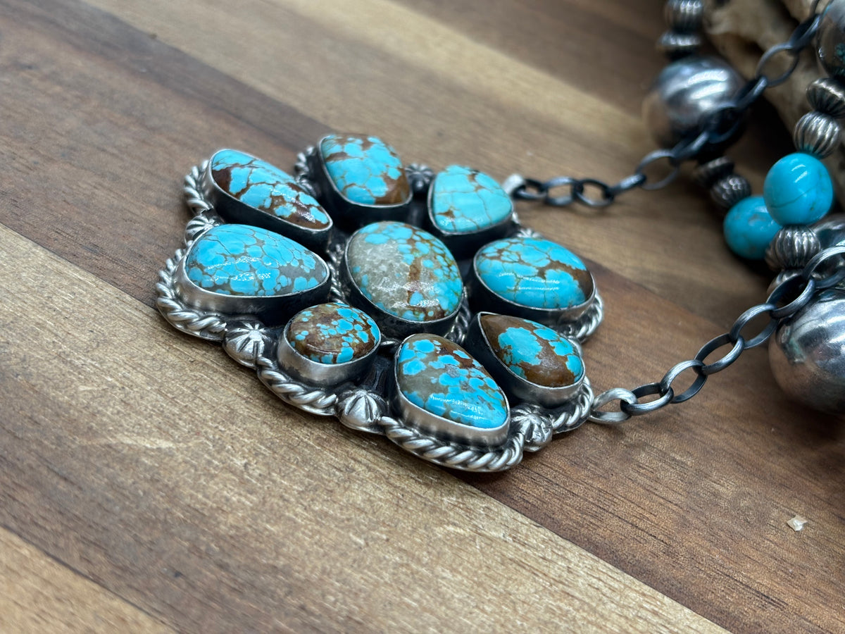 Mine #8 Turquoise #911-14 Cluster Necklace by Augustine Largo, Navajo