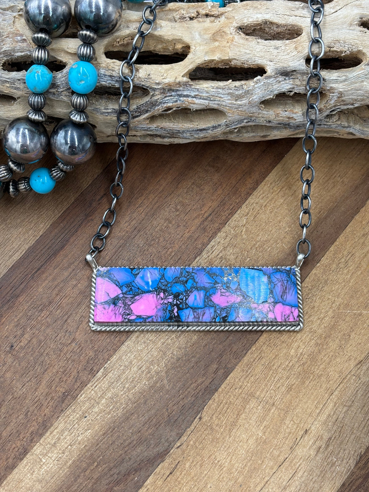 Monarch Mojave #917-44A XL Bar Necklace by Brandon Etcitty, Navajo
