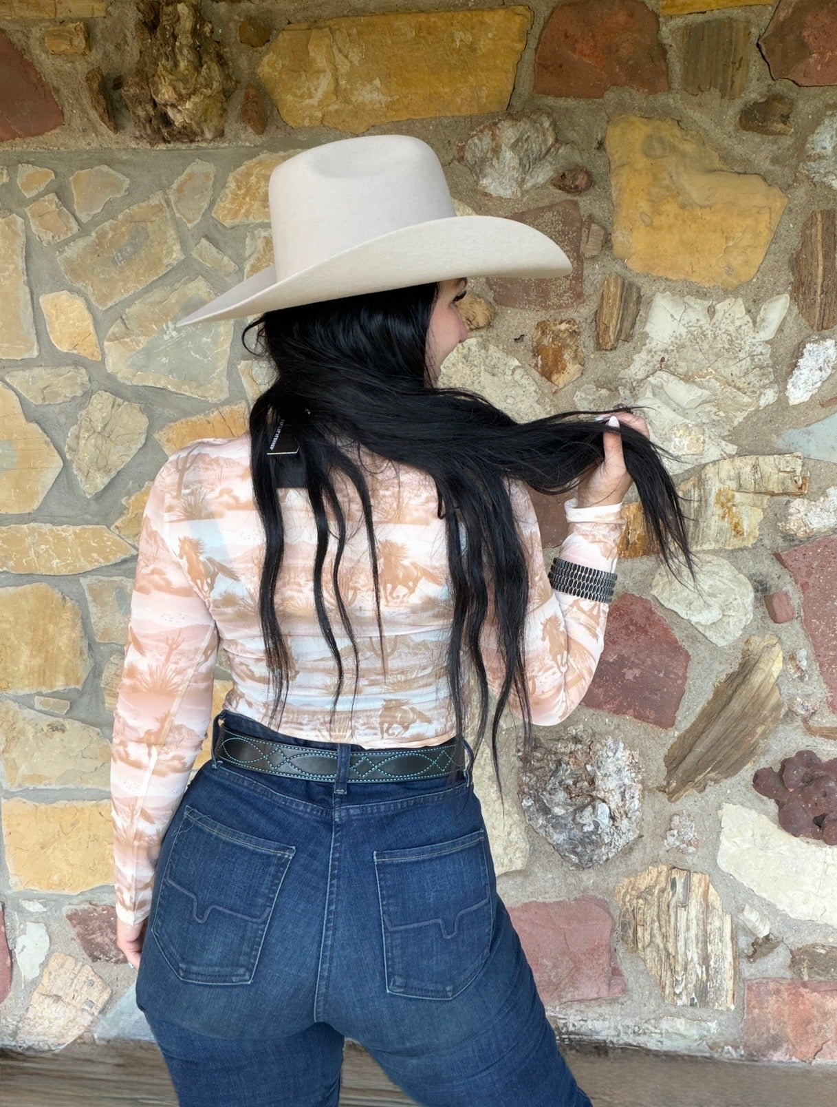 Tan Desert Mesh Top