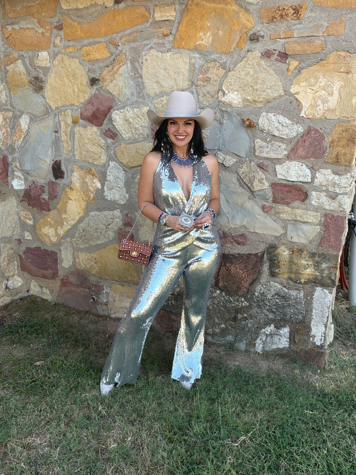 Silver Stardust HalterTop Jumpsuit