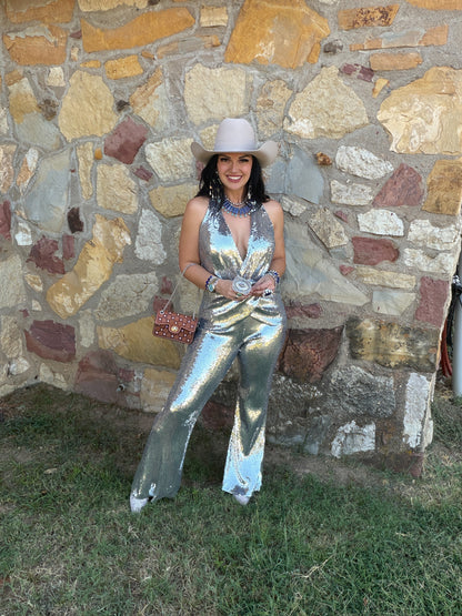 Silver Stardust HalterTop Jumpsuit