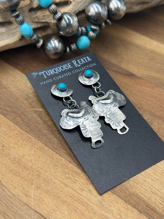 Saddle Earrings #811-12 by Gabriela Yazzie, Navajo