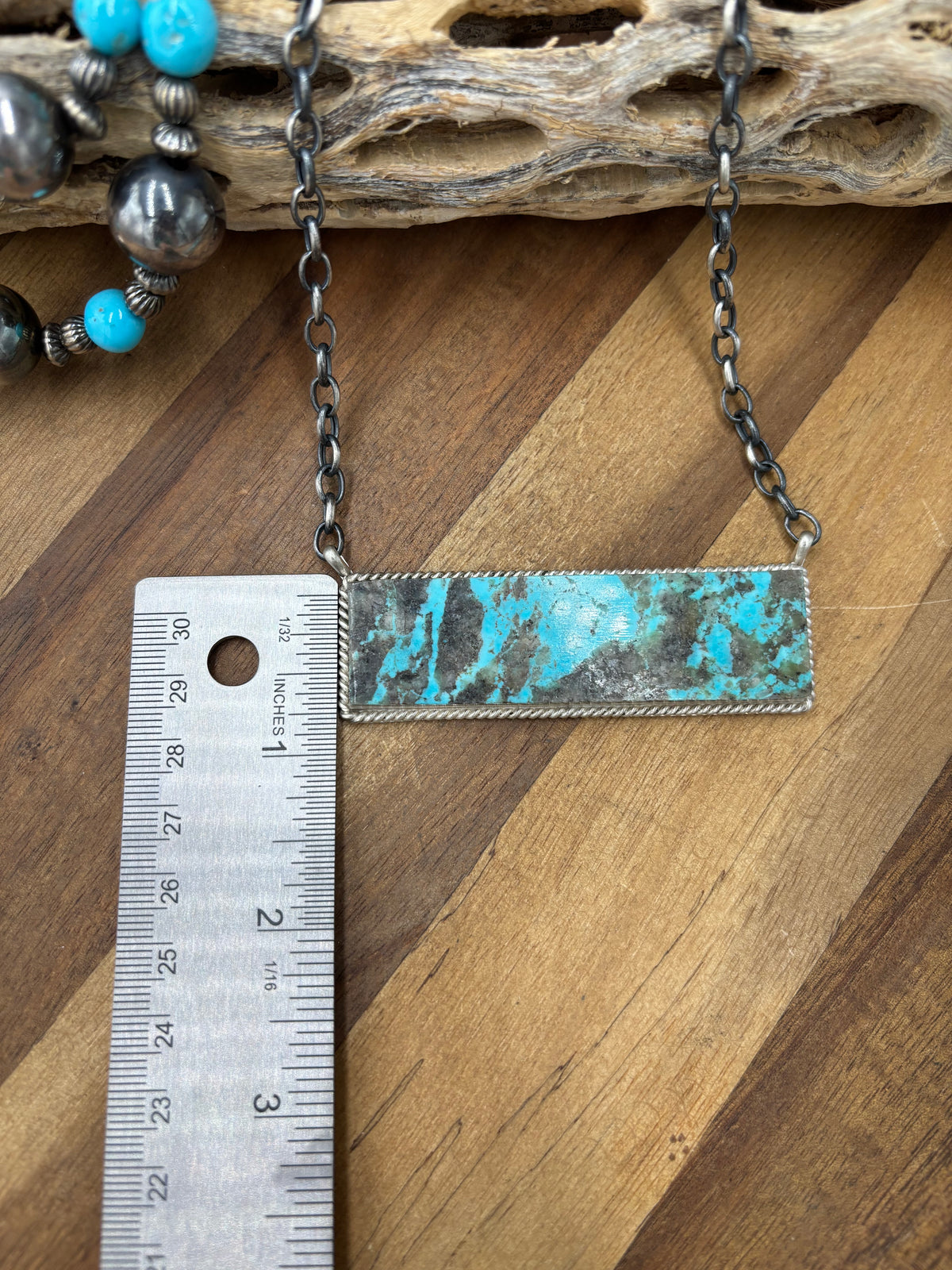 Mine #8 #917-48 XL Bar Necklace by Brandon Etcitty, Navajo
