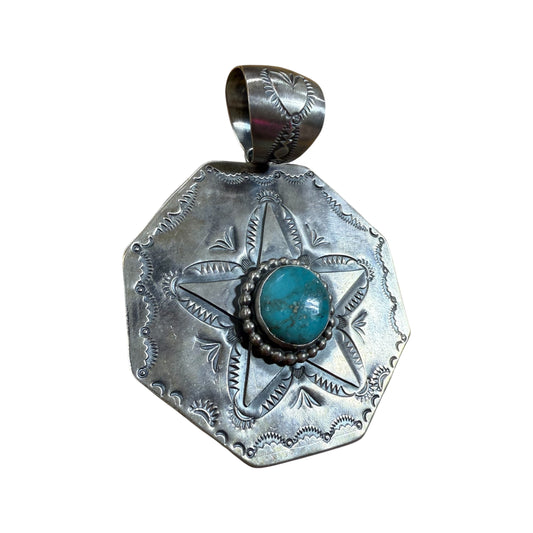 Octagon Statement Pendant by Delbert Santos, Navajo