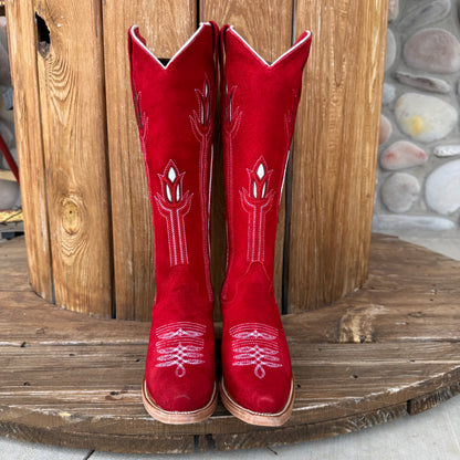 Signature Turquoise Reata Boot – The Valentina Roja Red Suede Tulip Top Snip Toe Boot