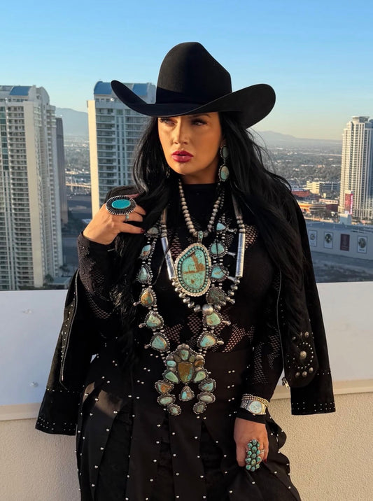 One of a Kind C Yazzie Giant Royston Squash Blossom