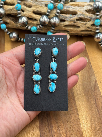 Turquoise Drop Earrings by Ella Peters, Navajo