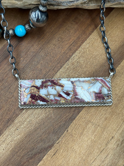 Spiny Bronze Mojave #917-49B XL Bar Necklace by Brandon Etcitty, Navajo