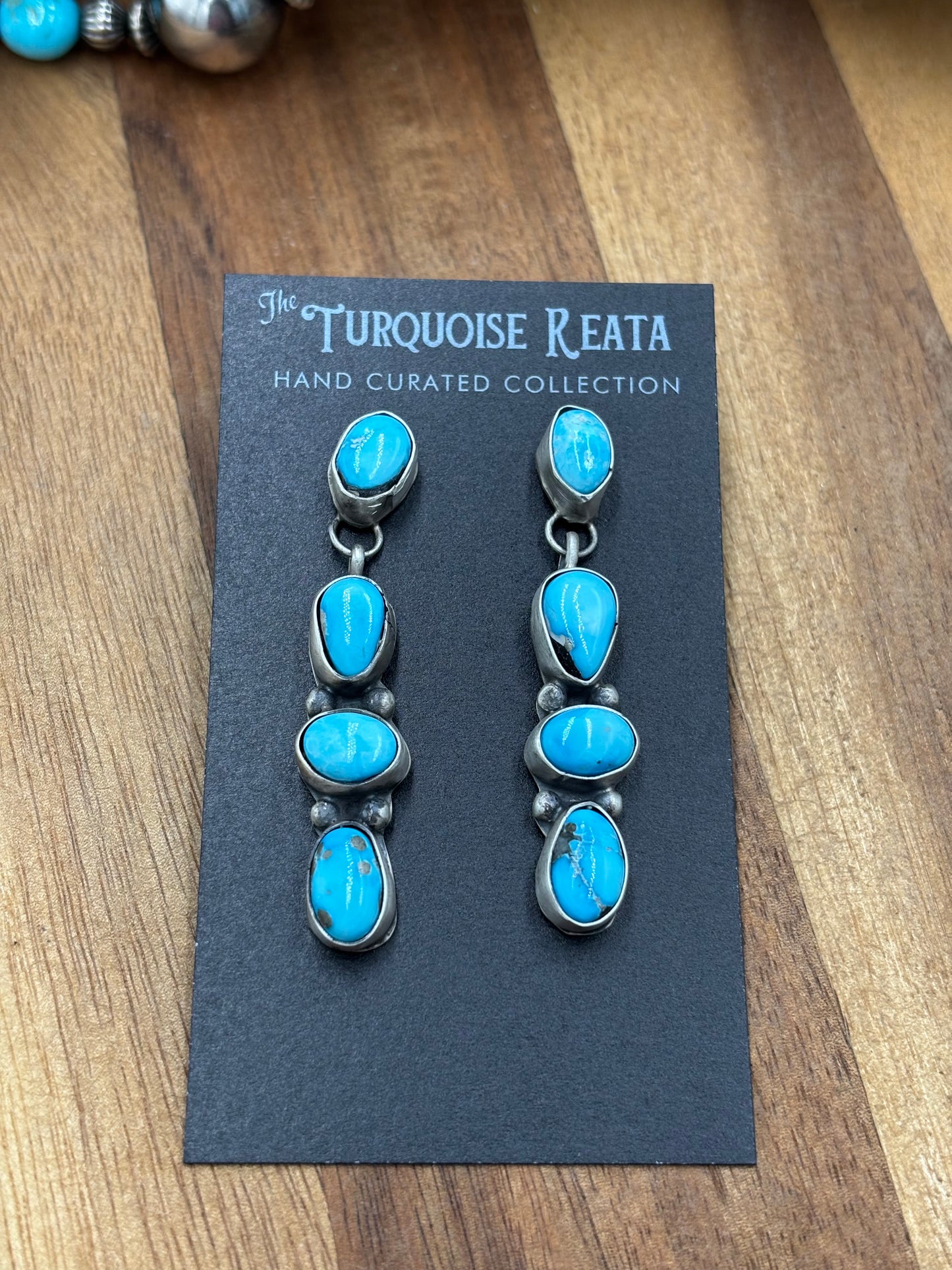 Turquoise Drop Earrings by Ella Peters, Navajo