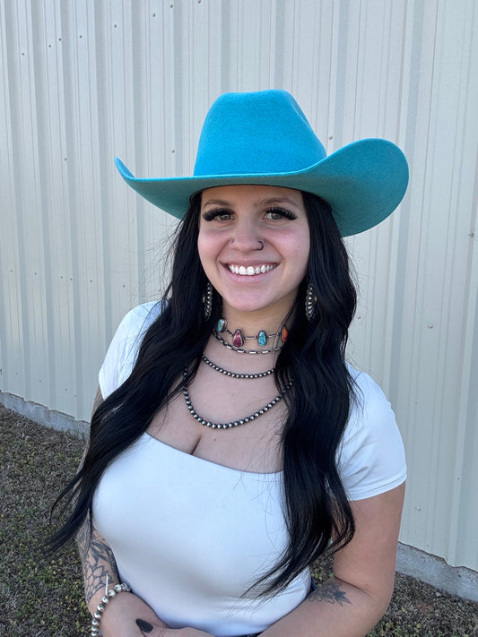 The Trailblazer – 4X Neon Turquoise Cowboy Hat (Unisex)