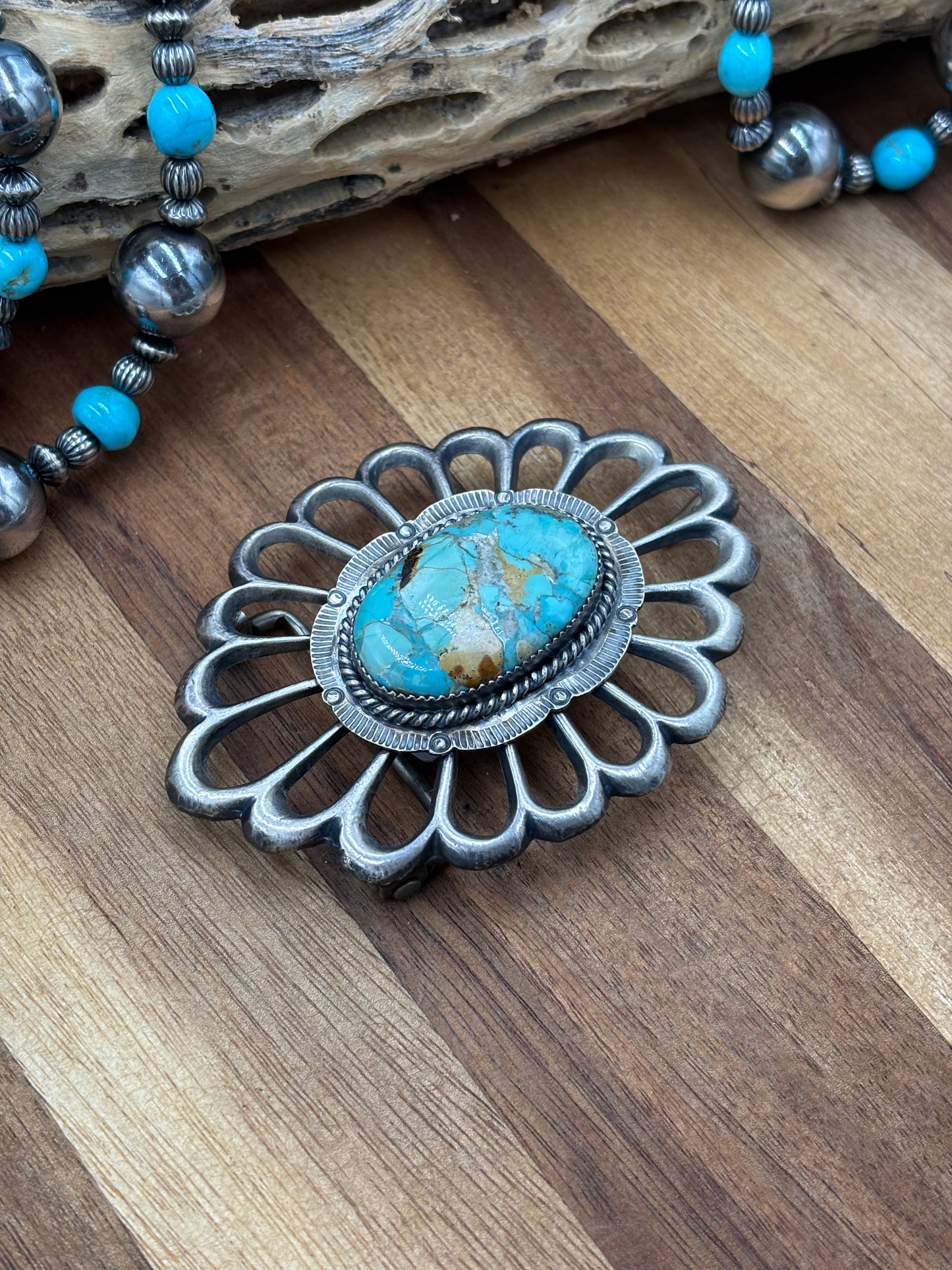 Turquoise Belt Buckle by FL Begay, Navajo
