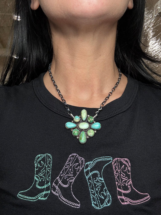 Sonoran Gold #917-51 Cluster Necklace by Wilson Dawes, Navajo