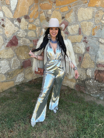 Silver Stardust HalterTop Jumpsuit